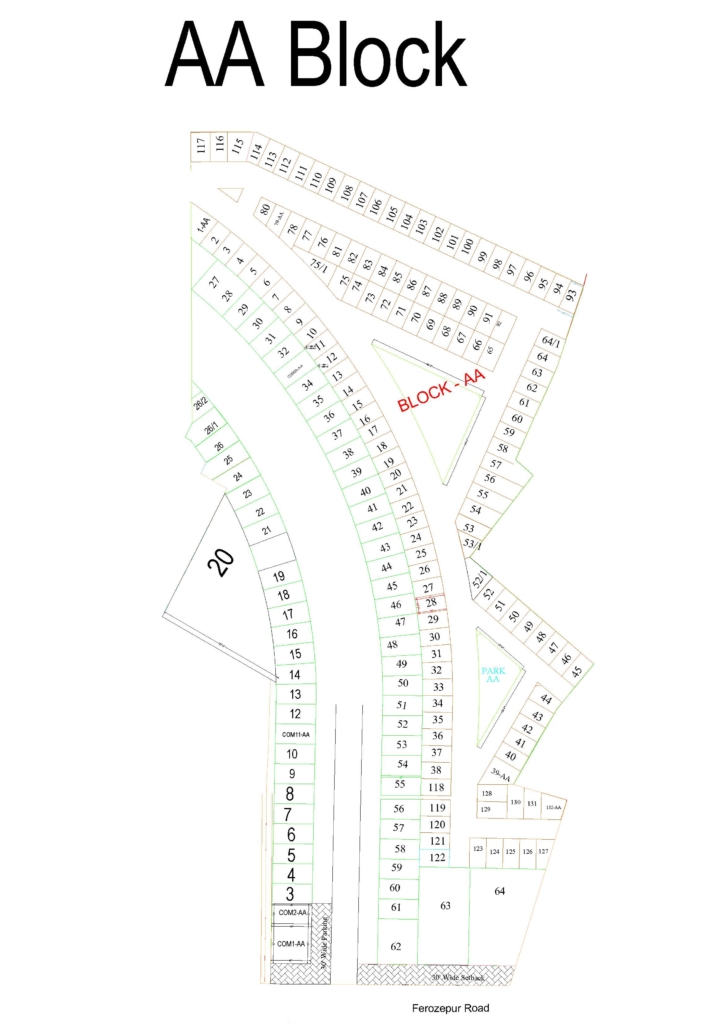 AA Block Map Central Park Housing Scheme Society Lahore