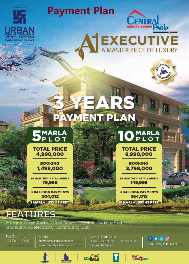 Central Park Lahore Payment Plan