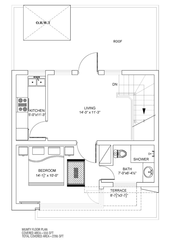 Roof Floor Plan Of 5 Marla House on Installments in BB Block of Central Park Lahore
